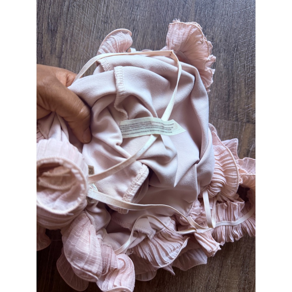 Free People Intimately Ruffle Bodysuit Pink Pleated Ruffle Size S - Picture 11 of 11